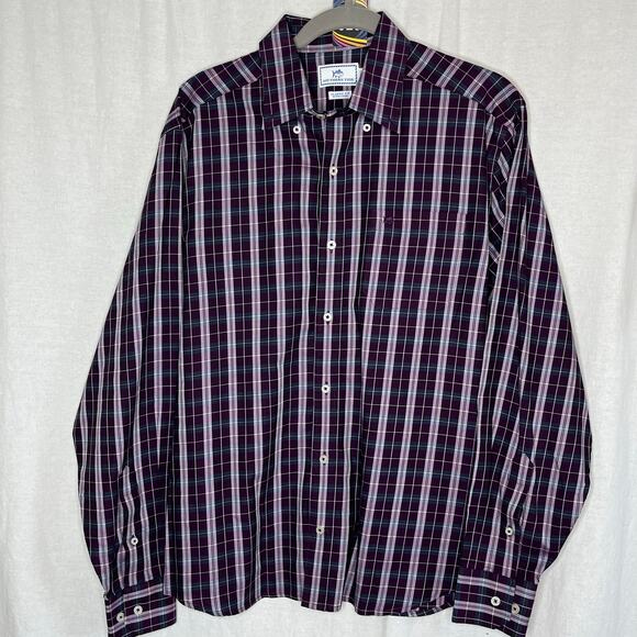 Southern Tide Men Purple Green Plaid Button Front Shirt Size Medium Classic Fit - Picture 2 of 8
